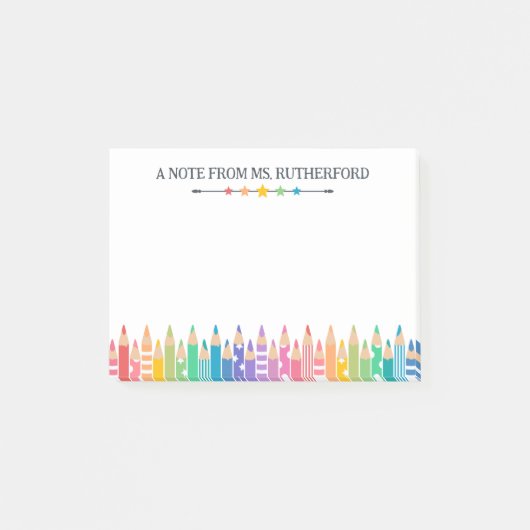 Frische Farbstifte von Schullehrern Post-it Klebezettel (Vorderseite)