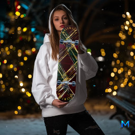 Frische Feier Kariert mit Goldenen Highlights Skateboard