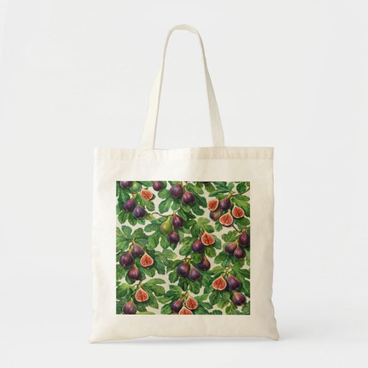 Frische Feigen Frucht Botanisches Muster Tragetasche (Vorne)