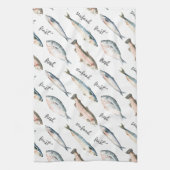 Frische Fischspezialitäten Geschirrtuch (Vertikal)