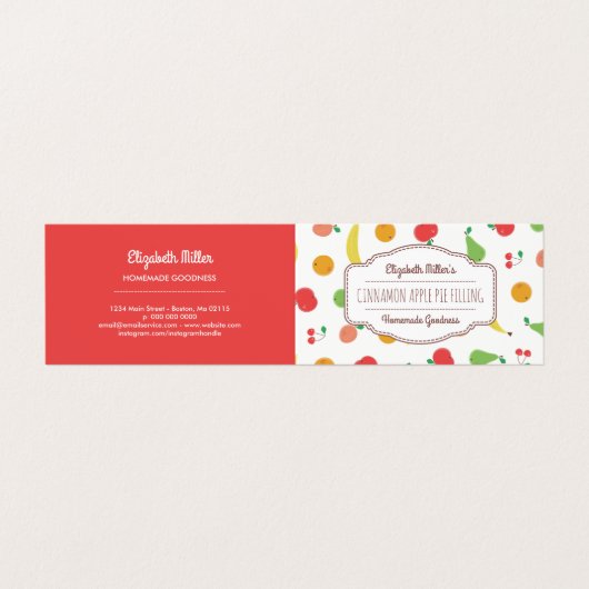 Frische Frucht-Zuhause-eingemachte Waren u. Visitenkarten (Außenseite Aufgefaltet)