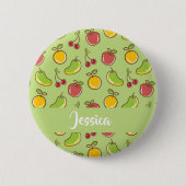 Frische Früchte im Sommer, grüne Muster Button (Vorderseite)