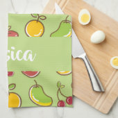 Frische Früchte im Sommer, grüne Muster Geschirrtuch (Viertel Falte)