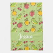 Frische Früchte im Sommer, grüne Muster Geschirrtuch (Vertikal)