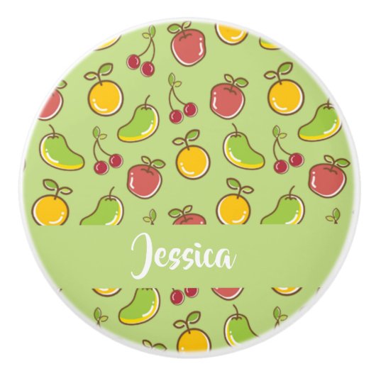 Frische Früchte im Sommer, grüne Muster Keramikknauf (Vorderseite)