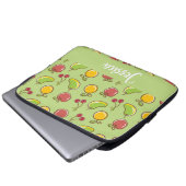 Frische Früchte im Sommer, grüne Muster Laptopschutzhülle (Vorne Knopf)
