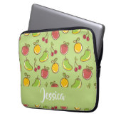 Frische Früchte im Sommer, grüne Muster Laptopschutzhülle (Vorderseite Links)