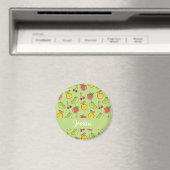 Frische Früchte im Sommer, grüne Muster Magnet (In Situ (Geschirrspüler))