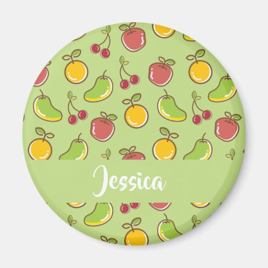 Frische Früchte im Sommer, grüne Muster Magnet (Vorne)