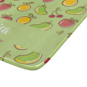 Frische Früchte im Sommer, grüne Muster Schneidebrett (Ecke)