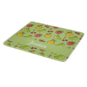 Frische Früchte im Sommer, grüne Muster Schneidebrett (Ecke)