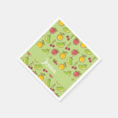 Frische Früchte im Sommer, grüne Muster Serviette (Ecke)