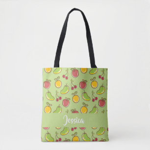 Frische Früchte im Sommer, grüne Muster Tasche