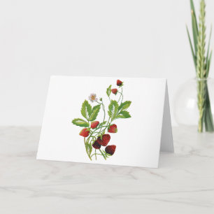 Frische Frühlings-Erdbeeren Stickerei Feiertagskarte