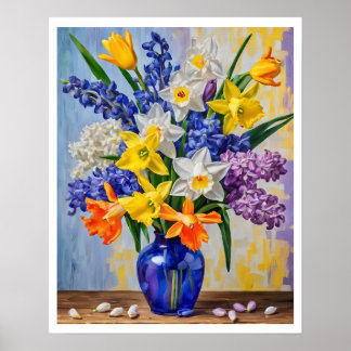 Frische Frühlingsblumen Arrangement Art Poster