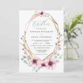 Frische Frühlingsblumen und BlattbarefootBride™ Einladung (Stehend Vorderseite)