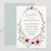 Frische Frühlingsblumen und BlattbarefootBride™ Einladung (Vorne/Hinten)