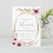 Frische Frühlingsblumen und Foliage Babydusche Einladung (Stehend Vorderseite)