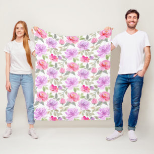 Frische Frühlingsstimmung: Rosa und violettes flor Fleecedecke