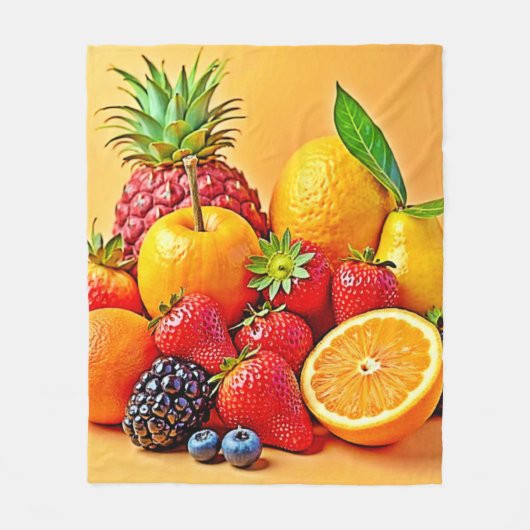 Frische Fülle: Lebendiges Frucht-Erntedesign Fleecedecke (Vorderseite)