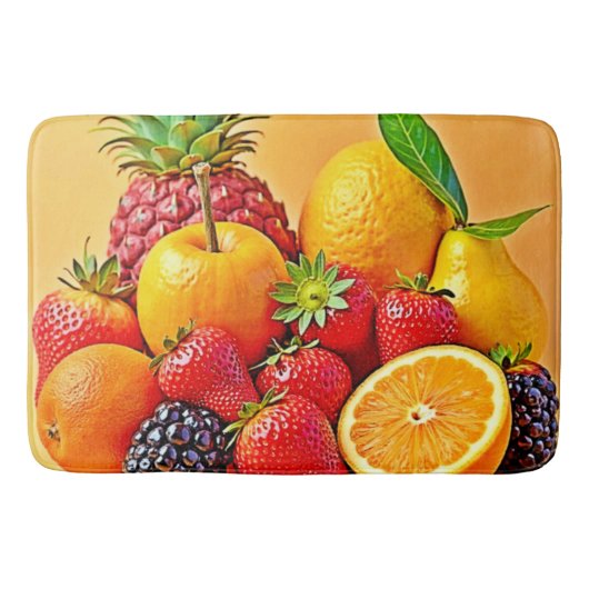 Frische Fülle: Lebendiges Frucht Erntes Design Badematte (Vorderseite)