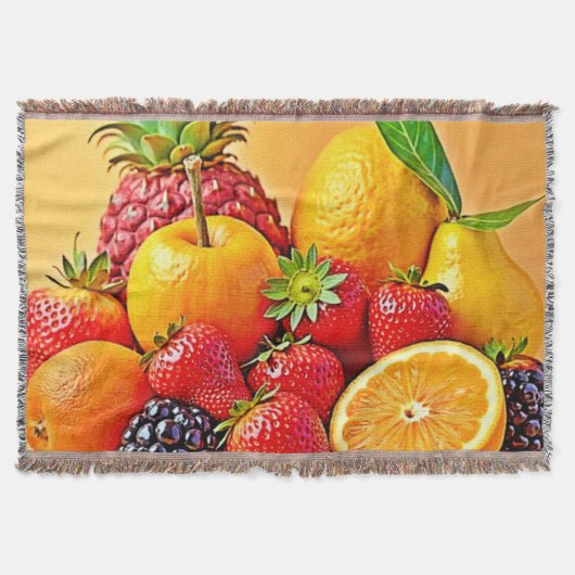 Frische Fülle: Lebendiges Frucht Erntes Design Decke (Vorderseite)