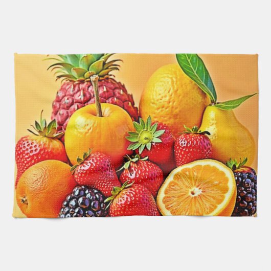 Frische Fülle: Lebendiges Frucht Erntes Design Geschirrtuch (Horizontal)