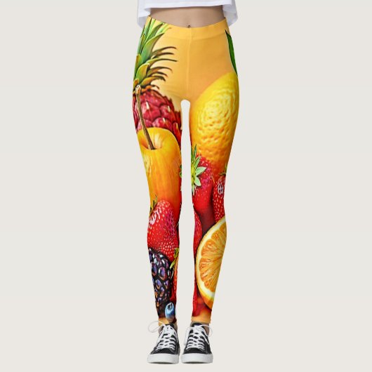 Frische Fülle: Lebendiges Frucht Erntes Design Leggings (Vorderseite)