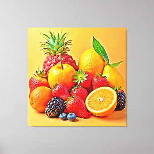 Frische Fülle: Lebendiges Frucht Erntes Design Leinwanddruck