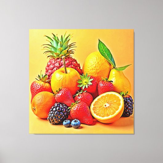Frische Fülle: Lebendiges Frucht Erntes Design Leinwanddruck (Vorderseite)