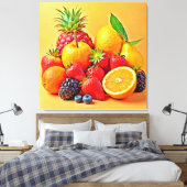 Frische Fülle: Lebendiges Frucht Erntes Design Leinwanddruck (Insitu (Schlafzimmer))
