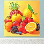 Frische Fülle: Lebendiges Frucht Erntes Design Leinwanddruck (Insitu (Holzboden))