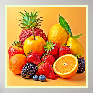 Frische Fülle: Lebendiges Frucht Erntes Design  Poster