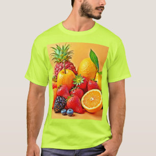 Frische Fülle: Lebendiges Frucht Erntes Design T-Shirt