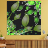 Frische Gartendächer Blätter auf schwarz ummantelt Leinwanddruck (Insitu (Wohnzimmer))