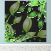 Frische Gartendächer Blätter auf schwarz ummantelt Leinwanddruck (Insitu (Holzboden))