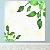 Frische Gartendächer Blätter auf weiße überzogene Leinwanddruck (Insitu (Holzboden))