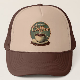 Frische gebrühte Kaffee Vintage Truckerkappe