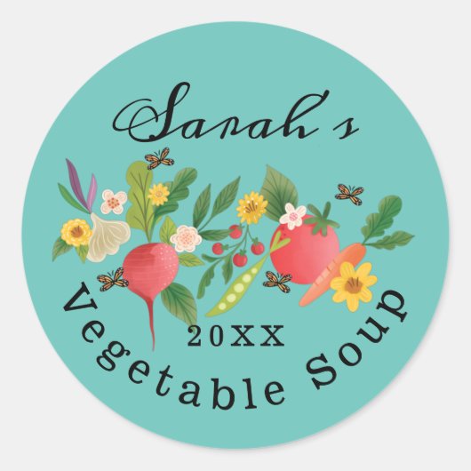 Frische Gemüsegärten - Medley & Butterfly Tee Runder Aufkleber (Vorderseite)