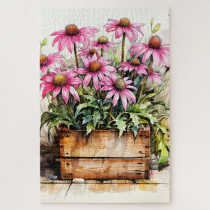 Frische, gepflückte Aster-Blumen-Kunst Puzzle