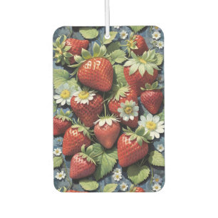 Frische gepflückte Erdbeeren und weiße Blüten Autolufterfrischer