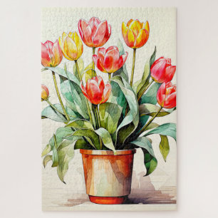 Frische, gepflückte Tulpenblumen Puzzle