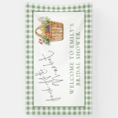 Frische Gingham-Willkommens-Hochzeitsdusche vom Ma Banner (Vertikal)
