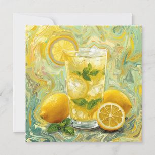 Frische Glas Limonade und Zitronen Abstrakte Kunst Karte