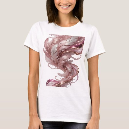 Frische Gold FANTASY FEATHERS Text Design T-Shirt (Vorderseite)