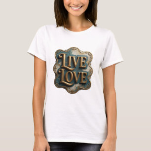 Frische Gold LIVE LOVE Kühnes Design T-Shirt