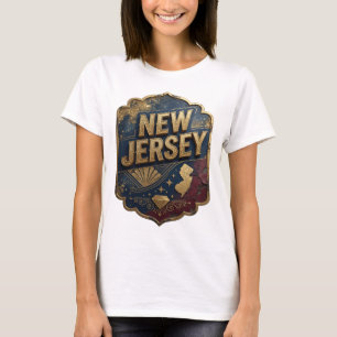 Frische Gold NEW JERSEY 3D Text Kunst T-Shirt