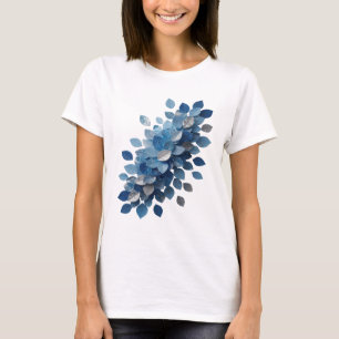 Frische graue BLAUE BLÄTTER 3D-Textkunst T-Shirt