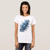 Frische graue BLAUE BLÄTTER 3D-Textkunst T-Shirt (Vorne ganz)