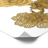 Frische graue GOLDENE ROSEN 3D Textkunst Poster (Ecke)